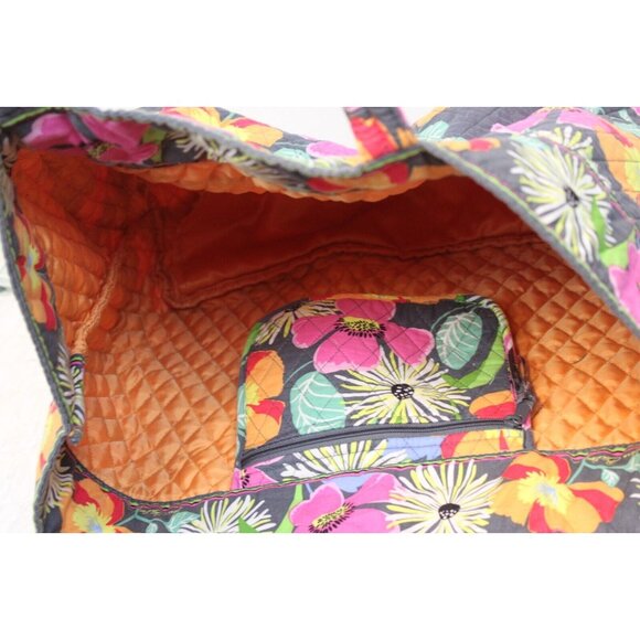 Vera Bradley Grey Jazzy Blooms Floral Tote Bag Baby Orange Travel Spring Beach - Picture 8 of 10